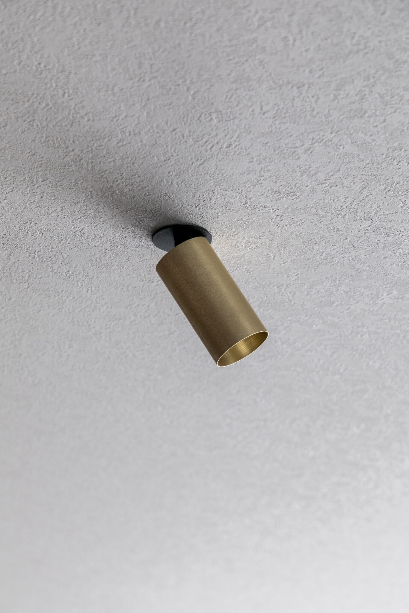 リビングの天井につけた埋込式のスポットライトは、「Modular Lighting Instruments」の「MINUDE」。向きを変えて照らす位置を変えることもできる。
